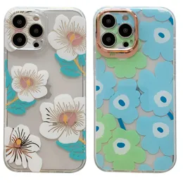 Flower Clear TPU Hard Back IMD Electroplated Brilliant Phone Cases for iPhone 13 12 11 Pro Max XR XS X 2.0MM Thickness