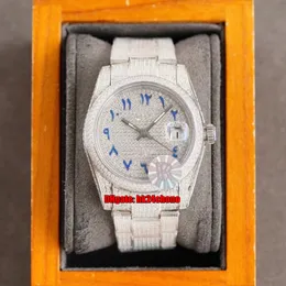 7 Stili Orologi di lusso 36mm Datejust Iced Out Orologio automatico da uomo con diamanti automatici Pav￩ Diamanti quadrante blu arabo Bracciale in acciaio 904L Orologi da polso da donna da uomo