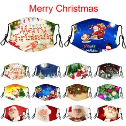 DHL / UPS Fashion Christmas Masks Hjorttryckt Xmas Face Masks Anti Dust Snowflake Julmunstycke Tvättbar återanvändbar med masker Filters