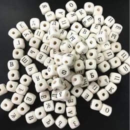 fashion DIY square wood alphabet beads English/Russian mix letters loose wooden beads 10mm 100 pieces nb126 Y200730