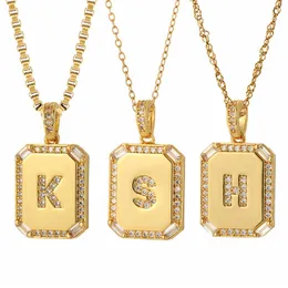 Pendant Necklaces Gold 26 Letter Woman's Pave Zircon A-Z Name Neckalce For Women Long Chains Stainless Steel Link Fashion Jewelry 2022