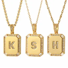 Pendant Necklaces Gold 26 Letter Woman's Pave Zircon A-Z Name Neckalce For Women Long Chains Stainless Steel Link Fashion Jewelry 2022