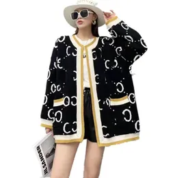 2022 Women Sweaters Brand Designer Letter Pattern Cardigan Coat Wool Blended Woman Knitwear Ladies Knitted V-Neck Top