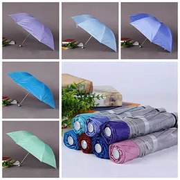 Colorido três-dobrável portátil 8 óssea guarda-chuva não-automático proteção UV à prova de chuva resistente ao vento guarda-chuvas WDH0989