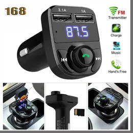 168D 50D x8 FM Sändare Aux Modulator Bluetooth Handsfree Car Kit Car Audio Mp3 Spelare med 3.1a Snabbladdning Dual USB Car Charger Accessorie