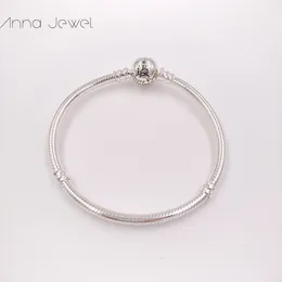 1 Stück Drop Shipping Schmuck 925 Sterling Silber Herzverschluss Armbänder Frauen Schlangenkette Charm Perlen Sets für Pandora mit Logo Ale Armreif Kinder Geburtstagsgeschenk