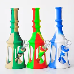 Hookah Printing 8inch Pogoda silicone water pipe glass bong mini bongs