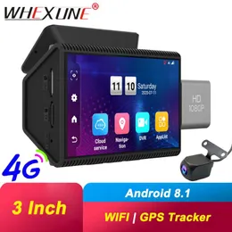 WHEXUNE 3 인치 4G 안드로이드 자동차 DVR 카메라 GPS 내비게이션 1080p 듀얼 렌즈 자동차 비디오 레코더 WiFi Dashcam 모니터 Bluetooth