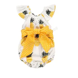 Baby Pineapple Printed Rompers Infant Lacing O-Neck Sleeveless Toddler Baby Jumpsuits Kids Casual one piece bodysuit clothes