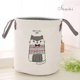 Shushi New Cute Animal Folding Canvas Dirty Clothes Basket Children Toy Storage Basket Bedquilt Magazines Storage Box Organizer LJ201204