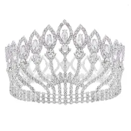 Luksusowy Kryształowy Kryształ Barokowy Królowa King Ślub Tiara Korona Korowód Prom Diadem Headpiece Bridal Włosy Akcesoria Y200409