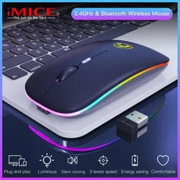 2.4GHz Kablosuz Fare Bilgisayar Bluetooth Fare Sessiz USB PC MAUE Dizüstü bilgisayar için şarj edilebilir ergonomik optik fareler HOT1