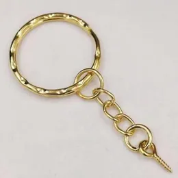 Hot 10st mode smycken 25mm vintage mode silver brons guld nyckel kedja nyckelringar splitringar med skruvstift 3 färg diy - 84