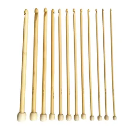 Sewing Notions & Tools 12Pcs/Set 25Cm Natural Color Bamboo Single Pointed Afghan Tunisian Crochet Hooks Needles