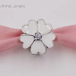 DIY Charm Bracelets jewelry pandora murano spacer  for bracelet making bangle Milk White Flower Glass Diamond Clip bead for women men birthday gifts wedding party