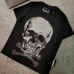 통기성 티셔츠 남성 둥근 탑 넥 짧은 소매 3D 인쇄 된 두개골 반팔 고품질 Plein Tshirt 패션 공포