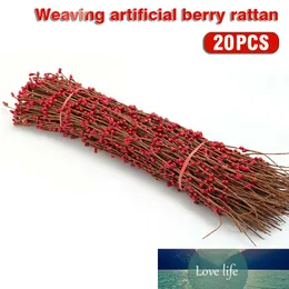 20 Stück 40 cm Länge künstliche Rattans Berry Stem Pine Branches Fake Flower DIY Herbst Weihnachten Home Ornament Party Dekoration