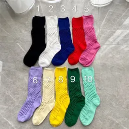 Letters Hollow Stockings Latest Style Solid Color Sock Tide Street Everyday Socks for Women 10 Colors