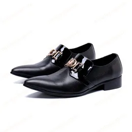 Nowa moda męska Slip-on Sukienka Buty Prawdziwej Skóry Pointed - Oxfords Shoes Business Office Płaskie Obcasy