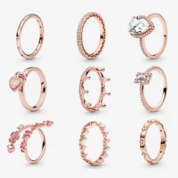 Klaster pierścienie Rose Gold Series Pierścień Pan Styl Creative Crown Retro Temperament Pełna Diamond Spersonalizowane Walentynki 925 Fine Jeweler