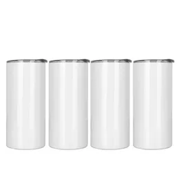 Express Delivery 10pcs 15oz Sublimation Tumblers With Straw White Blank Stainless Steel Water Bottles Double Insulated Cups Mugs Straight