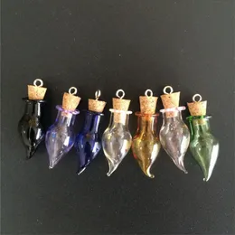 Mini-Glasflaschen mit Metallschlaufe, Korken, DIY, 7 Arten von Farben, Chili-Form, Anhänger, Gläser, niedliche Wunschfläschchen, Geschenke, 10 Sets