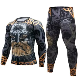 Brand new Men Suit Rashguard Manica lunga Crossfit Uomo T Shirt Compression Sportswear Set Uomo Thermal Fitness Abbigliamento Tuta LJ201126