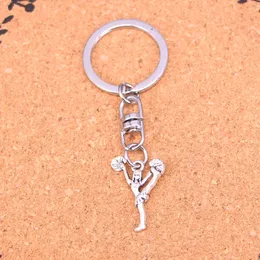 Fashion Keychain 26*17mm cheerleaders cheering dance Pendants DIY Jewelry Car Key Chain Ring Holder Souvenir For Gift