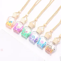 Peach Print Car Perfume Bottle Pendant Essential Oil Diffuser Ornaments Air Freshener Pendant Empty Perfume Bottle Gift Decoration LSK1850