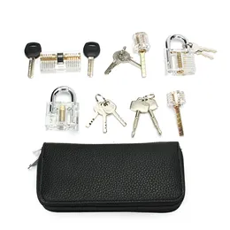 24pcs Single Hook Lock Picks Set with 5Pcs Transparent Lock Locksmith Practice Training Skill Set