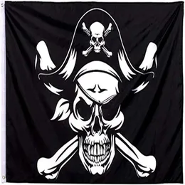 Jolly Roger Pirate Flagga 3x5 Feet Double Stitched High Quality Factory Direkt leverera polyester med mässingsgrommets