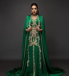 Elegante vestidos de noite marroquina craft vestidos bordados laço kaftan longo verde vestido formal trêmio Dubai Árabe Elbise abiye festa vestido