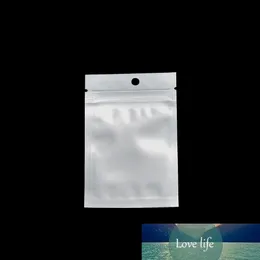 100 sztuk / partia 6 * 10 cm (2.36''X3.93 '') Resealable Clear Biała Plastikowa torba Płaskie Półprzezroczyste Poli Poly Biżuteria Prezent Opakowanie Hang Hole Torba