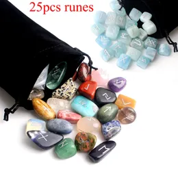 25 Pz Libertà Naturale Roccia Cristallo Di Quarzo Rune Tumbled Pietra Divinazione Fluorite Rune Cartomanzia Reiki Guarigione Regalo Decor 201125