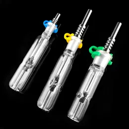 Mini Nectar Collector Kit med rostfritt stål Tip Quartz Tips 10mm 14mm 18mm All Avable Mini Glass Pipe Micro NC Set