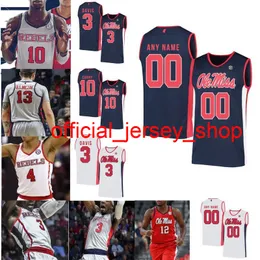 NCAA OLE Miss Rebels Faculdade Jerseys de Basquete Terence Davis Jersey Breein Tyree Sammy Hunter Shon Robinson Carlos Curry Costume Costume