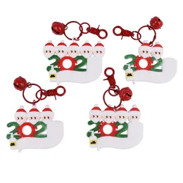 2021 Quarantine Christmas Tree Decoration Keychains Santa Claus With Mask Hanging Ornament Accessories Xmas Family Party keychain gift