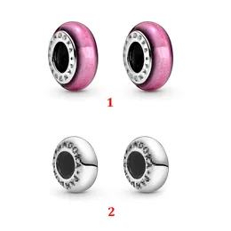 Genuine 925 Sterling Silver Fit Pandora Pulseira Encantos Me Série Spacer Pink Spacer Beads Amor Coração Azul Crysta Charme Para Diy Beads Charms