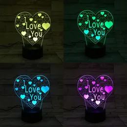 Novelty Items 3D LED I Love You Night Light 7 Color Changeable USB Port Acrylic Lights Desk Table Lamp Valentine Birthday Gift Bedroom Decoration Lighting ZL0267