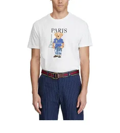 Mode Luxury Designer Högkvalitativ Paris City Poloshirt Mönster 100% Bomull Bär T-shirt av samma storlek som American Bear Print, Short s