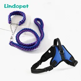 Grande Pet Dog Collar Harness Guinzaglio Set Traction Rope Walk The Dog P Chain Pet Lead Harness Vest per cani di taglia media 201104