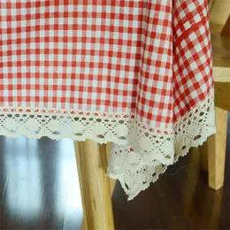 Bawełniana lniana czerwona siatka obrus obiad obiad party okładka stół wystrój wielofunkcyjny tkaniny dekoracji domu tkaniny lj201223