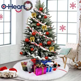 OHEART pie de arbol navidad L White Christmas Tree Skirt Apron Ornament Soft Plush Pad Xmas Decor plaid kerstboom rok1