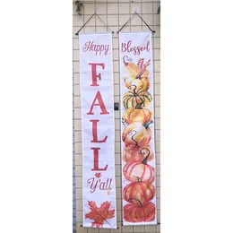 180x30 cm Anpassad design hängande Happy Fall Holiday Door Banner Flag, 100d Polyester Digital tryckt 180x30 cm flaggor