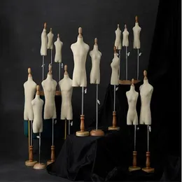 Modesmycken manlig kvinnlig mannequin kropp halv modeller barn passar kl￤der justerbart tr￤ skivchassi diy mannequin display d339