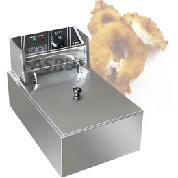 Commercial Single Cylinder Double Screen Electric Fryer Snack Machine 220V 12L Fry Pan Frying Maker Food Processor