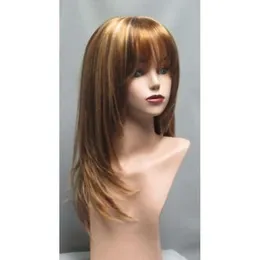 Magic Touch Long Wig Styleable Hair 18" Synthetic Brown Blonde Highlights