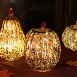 Szklana Dyni Light LED świecące Delikatne Dekoracyjne Dekoracyjne Dekoracje Na Święto Dziękczynienia Halloween Fall Decorations 201203