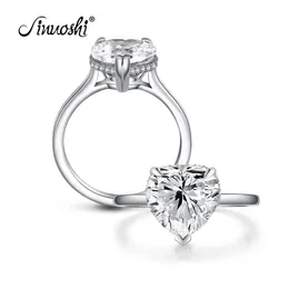 AINOUSHI Luxury 925 Sterling Silver Rings 4 Carats Heart Engagement Wedding Halo Rings anillos plata 925 para mujer squillare Y200106