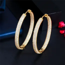 Mode sydamerikansk hoop örhänge designer för kvinna aaa cubic zirconia 18k guldpläterade örhängen koppar smycken silver cirkel örhängen valentines dag för kvinnor